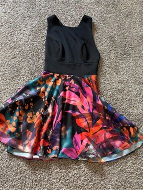 Girls' Black Bodice Floral Multicolor Skater Dress Marciano